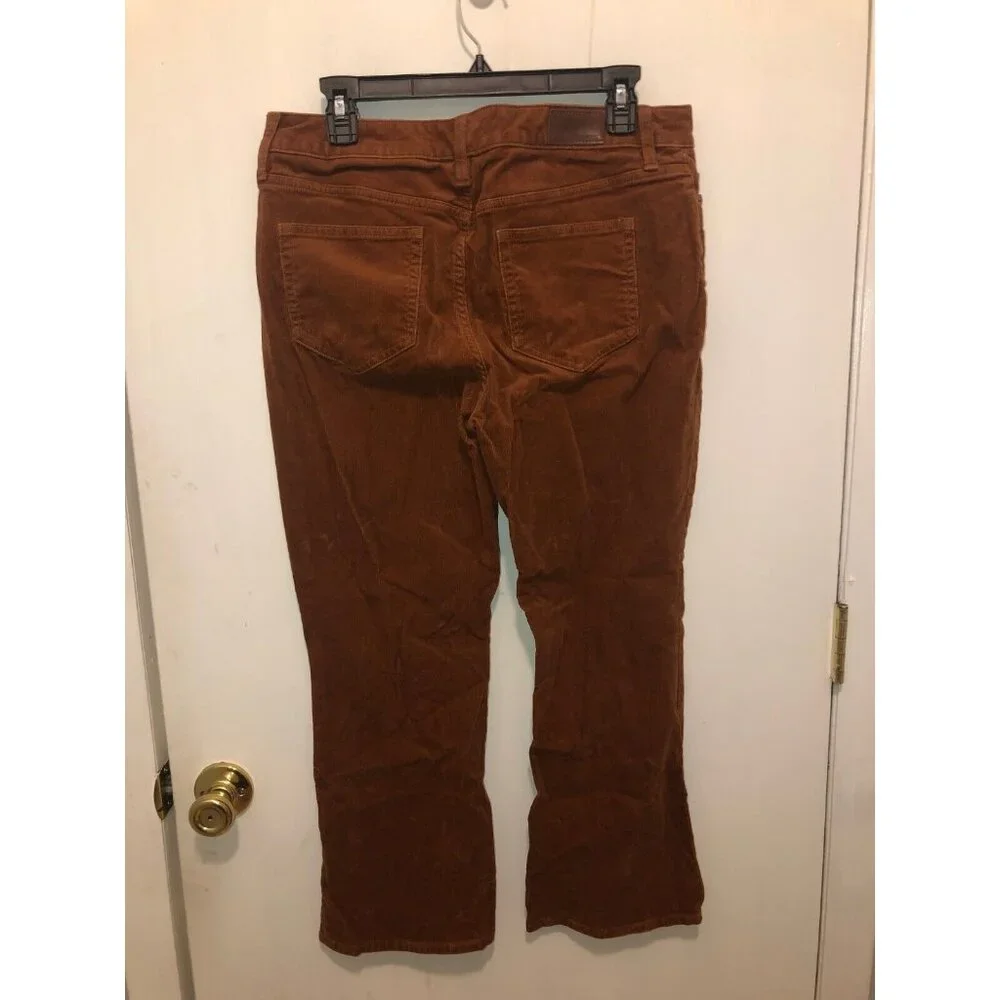Lands' End Women's 12 Petite Mid Rise Corduroy Bootcut Pants Dark Caramel - Picture 3 of 3